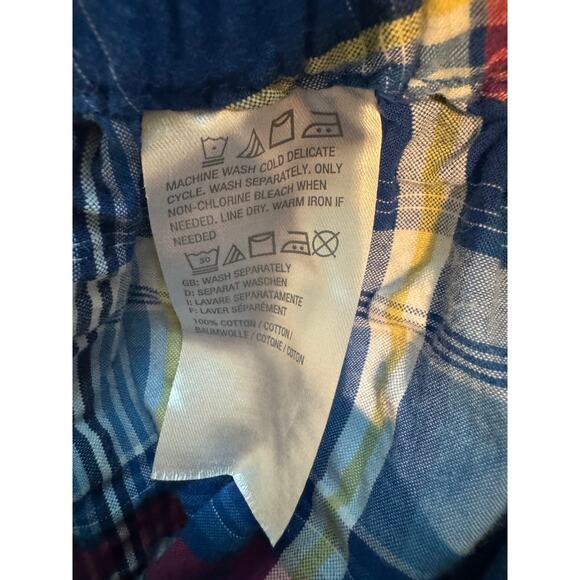 Vintage Blue Plaid Midi Skirt Pockets Picnic Retro Casual Everyday - Picture 6 of 6